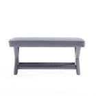 Manhattan Comfort Abigail 42.12" Mid-Century Modern Velvet Upholstered Ottoman Bench - Grey-20.47" L x 21" W x 19.48" H