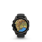 Garmin fēnix 8 - AMOLED Outdoor Recreation/Adventure Watches - 43 mm - Sapphire, Carbon Gray DLC Titanium with Black/Pebble Gray Silicone Band-Battery performance: up to 10 days in smartwatch mode; up to 28 hours in GPS mode