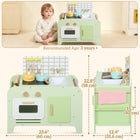 Qaba Kids Kitchen Playset with 15 Accessories- Green-Realistic design with a sink helps teach essential life skills through play 