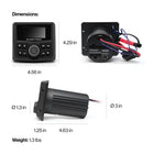 SoundExtreme Marine Gauge Radio 6.5" Speaker Kit-Waterproof and UV resistant: Wash the radio front panel off with a hose, meets IP67 international standards, no worries with salt water, fresh water, mud, sand, or snow. 6.5-inch speakers are UV protected, a PP and carbon fiber blend woofer with Santoprene rubber surround; ASA enclosures with 316 Stainless steel hardware; Waterproof audio and LEDCast connection jacks for high quality corrosion free connections