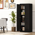 HOMCOM 63" H Pantry Cabinet with Adjustable Shelves - Black-Contemporary chic with shaker door panels and antique metal handles 