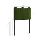 Modway Athena Stain-Resistant Performance Velvet Twin Size Headboard - Moss Green-Scalloped Wave Design