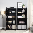 Manhattan Comfort Hopkins 59.22" 2-Piece Modern 8-Shelf Storage Closet - Black-90° Open Door Style with European Soft Close Door Hinge