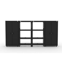 Cat RTA Garage Storage Cabinetry 4-Piece Set with 2 Lockers and 2 Shelves-4-Piece Cabinet & Shelving Set: Two 36" heavy-duty locker and two industrial shelves deliver practical storage and workspace in a compact footprint.