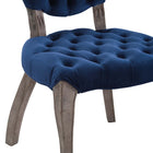 Modway Exhibit French Vintage Dining Performance Velvet Side Chair - Navy-Comes Fully Assembled