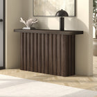 Hudson&Canal Olie 55" Wide Rectangular Fluted Console Table - Brown Oak-Features easy assembly