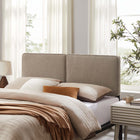 Modway Lindee Boucle Fabric Full Headboard - Oatmeal-Dense Foam Padding