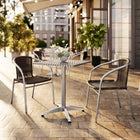 Flash Furniture 23.5'' Square Aluminum Indoor/Outdoor Table with 2 Rattan Chairs (TLH24SQ020CHR2)-Designed for Commercial Use