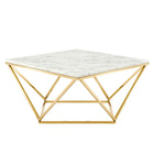 Modway Vertex Gold Metal Stainless Steel Coffee Table - Gold White-5