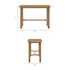 Modway Alvia Rectangular 60" Oak Wood Bar Table - Weathered Oak-Oak Wood Grain Tabletop with Rounded Corners