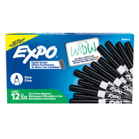 Expo Low Odour Dry Erase Markers - Fine Tip - Black - 12 Pack-Better erasing ink! One swipe and it’s gone. Compared overall to previous version of EXPO markers. Results vary based on surface