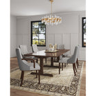 Manhattan Comfort Shubert Modern Faux Leather and Velvet Upholstered Dining Chair Set - Light Grey - Set of 6-Frame Made of Solid Beech Wood with Rich Dark Finish
