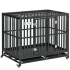 PawHut 41" Heavy Duty Steel Kennel Pet Cage - Black-Gauged tubes and frame made of high-quality steel for long lasting durability 