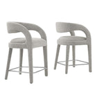 Modway Pinnacle Boucle Upholstered Counter Stool - Taupe Silver - Set of 2-Modern Counter Stool Set