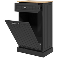 HOMCOM 10 Gallon Tilt Out Trash Sideboard Buffet Cabinet with Hidden Bin & Drawer - Black-Tilt opening door for easy open with a single hand and provides easy access to dustbin