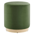 Modway Tilden 16" Round Performance Velvet Upholstered Ottoman - Moss Green/Natural-Performance Velvet Upholstery