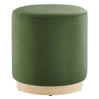 Modway Tilden 16" Round Performance Velvet Upholstered Ottoman - Moss Green/Natural-Performance Velvet Upholstery