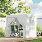 Outsunny 6.6' ft W x 6.6 ft L Pop Up Canopy Tent with Sidewalls - White-Stable and water resistant oxford cover with anti-UV coating blocks most harmful rays built-in drainage holes help prevent water accumulation on the canop