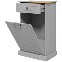 HOMCOM 10 Gallon Tilt Out Trash Sideboard Buffet Cabinet with Hidden Bin & Drawer - Grey-Tilt opening door for easy open with a single hand and provides easy access to dustbin