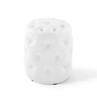 Modway Amour Tufted Button Round Faux Leather Ottoman - White-Ottoman Weight Capacity: 500 lbs