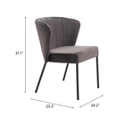 Zuo Aimee Dining Chair - Grey - Set of 2-6