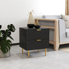 HOMCOM Nightstand, Modern Style with Drawer and Shelf - Black-Assembly required