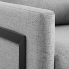 Modway Posse Upholstered Fabric Accent Chair - Black Light Grey-Weight Capacity: 300 lb