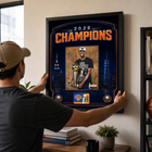 Frameworth New York Knicks 2026 Champions: OG Anunoby Trophy PhotoGlass Framed Photo - 18" W x 22" H - Orange-Finished size 18x22 inches: Vertical framed display sized for living rooms, offices, fan caves, and sports rooms