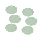 Casa Domani Florence Sage Rim Oval Plate - 23 x 17cm - 6 Pack-Made of Porcelain featuring a delicate embossed pattern on scalloped profile.