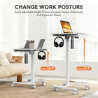 ShoppingAll Airlift Pneumatic Height Adjustable Sit-Stand Mobile Computer Cart - White-Base of desk features wider frame finished in heavy duty steel for long-term durability and stability