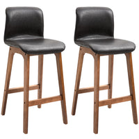 HOMCOM Counter Height Bar Stools with PU Leather - Dark Brown - 2 Pack-Set of 2 stylish and executive-style tall bar stools

