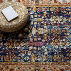 Modway Entourage Jessa Distressed Vintage Floral Lattice Area Rug - 8 ft W x 10 ft L - Blue Orange Yellow Red-Protect Floors From Foot Traffic / Furniture