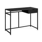 Monarch Specialties 7220 42" Computer Desk - Black/Black Metal-Computer desk with 1 small storage drawer featuring a comfortable cutout handle and metal drawer slides