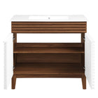 Modway Render 36" Bathroom Vanity - White/Walnut/White-Ceramic Sink Basin