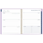 Mead 2027 Large Weekly/ Monthly Planner - 11-¼" H x 9" W - Purple Rosettes - Bilingual-Page size: 11" H x 8-1/2" W
