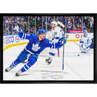 Auston Matthews Toronto Maple Leafs Celebration - Framed Canvas - 31" x 22"-Premium canvas print with gallery-wrapped edges