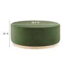 Modway Tilden Large 38" Round Performance Velvet Upholstered Ottoman - Moss Green/Natural-Stain-Resistant Fabric