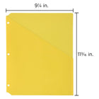 JAM Paper Plastic Binder Pockets - 11 3/16 x 9 1/4 - Yellow - 6 Pack-These 3 ring binder pockets are lightweight and feature a smooth plastic finish