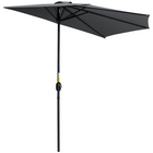 Outsunny Half-Round Patio Umbrella with Crank and Vent - 9.8' - Grey-Practical parasol to provide more shade