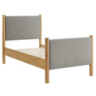 Modway Maven Twin Size Fabric Upholstered Platform Bed - Wheat Oak-Wooden Bed Frame