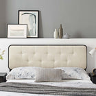 Modway Collins Tufted Fabric and Wood King Headboard - Black Beige-Rubberwood and MDF