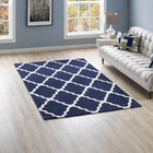 Modway Marja Moroccan Trellis Area Rug - 5 ft W x 8 ft L - Navy/Ivory-Tight Low Pile Weave