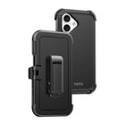 TUFF8 iPhone 16 Impact+ Three layer Protective Case with Holster-360 Degrees Rotating Stand doubles as a phone grip to enable comfortable watching experiences and a secure way to hold your device