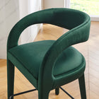 Modway Pinnacle Performance Velvet Counter Stool - Green Black - Set of 2-Non-Marking Foot Pins