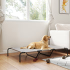 PawHut Elevated Outdoor Dog Bed - 59.8" L x 37" W - Beige-Breathable and chew-resistant 600gsm Teslin fabric ensures lasting comfort and durability 