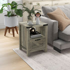 HOMCOM Side Table with Storage - Grey-Particle board and MDF, thick tabletop, and legs make it stable and durable