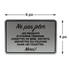 Cosco Please Do Not Flush Sign - Brushed Metal - 6" x 4" - Indoor Restroom Sign - French Text-The brushed metal finish provides a clean, modern appearance suitable for restrooms in commercial environments