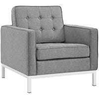 Modway Loft Upholstered Fabric Armchair - Light Grey-Fine Polyester Upholstery