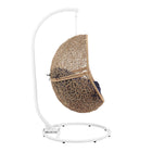 Modway Encase Outdoor Patio Rattan Swing Chair - Cappuccino Navy-Adjustable Foot Pads
