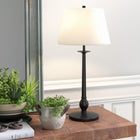 Hudson&Canal Wilmer 28" Tall Table Lamp with Fabric Shade - Blackened Bronze/White-Rated for one 60W incandescent bulb - 9W LED bulb, 13W fluorescent (CFL) bulb, or 9W self-ballasted LED bulb, E26-base bulb, Bulb not included